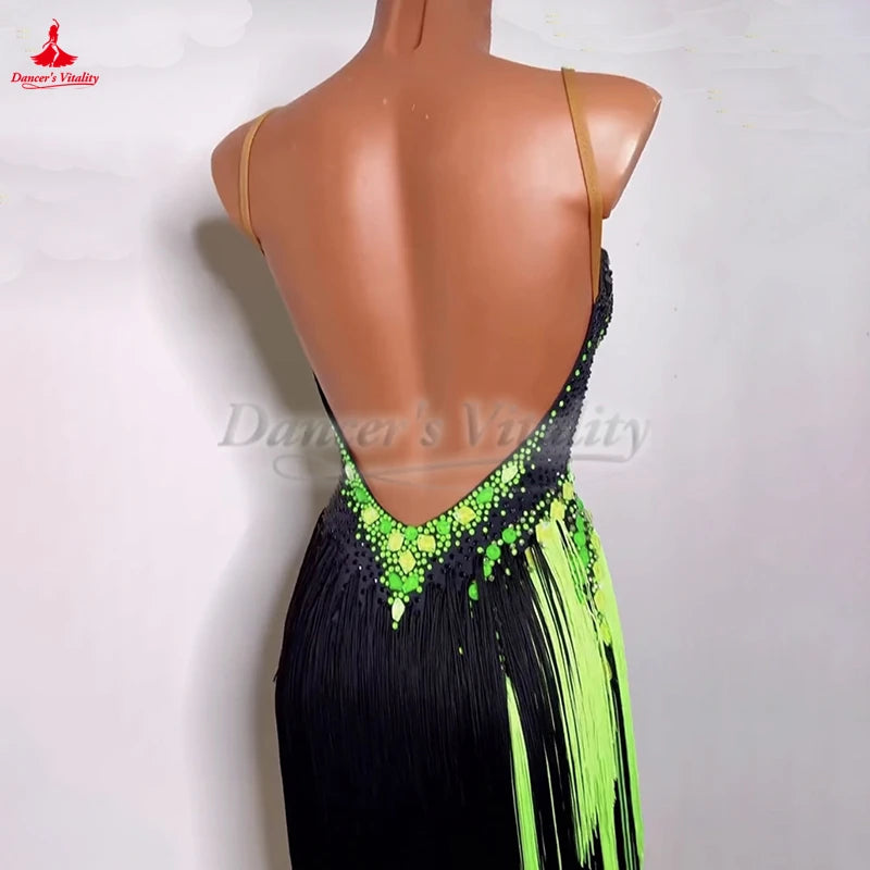 Women's & Girls' Latin Ballroom Dance Dress For Cha-Cha, Samba, Rumba Competition And Grade Exams