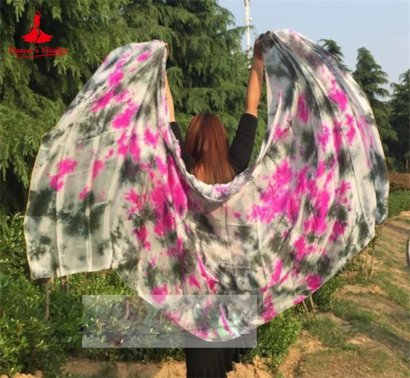 Women's Belly Dance Veil 100% Silk Dyed For Professional Performance