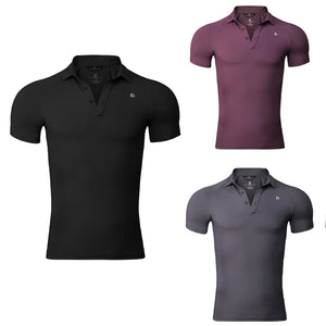 Men's Black, Purple, and Gray Performance Polo Dance Shirt with Raglan Sleeves