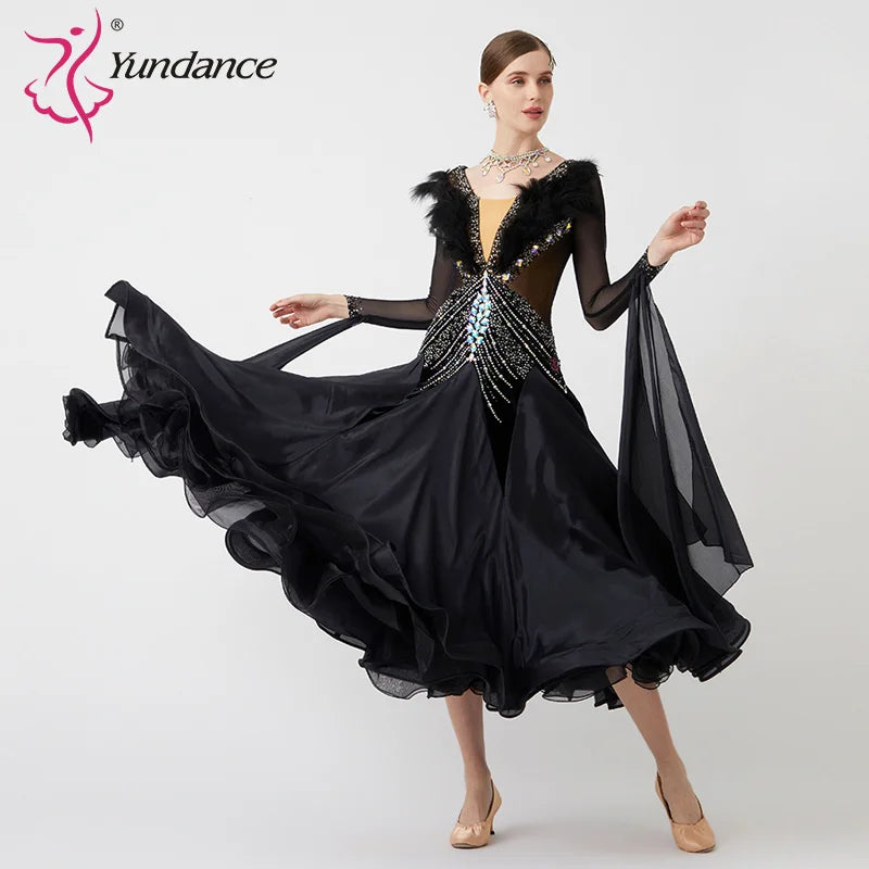 Women's International Standard Ballroom Dance Dress Pearl Silk For Competition
