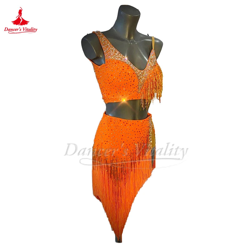 Women's Latin Ballroom Dance Skirt With Tassel Fringe For Competition