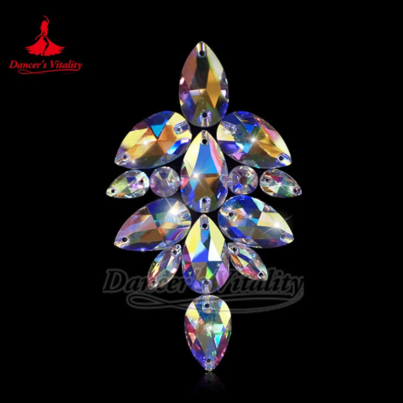 Dance Headpiece Women's Clear AB Rhinestone Crystal Forehead Hair Jewelry Latin Ballroom Dance