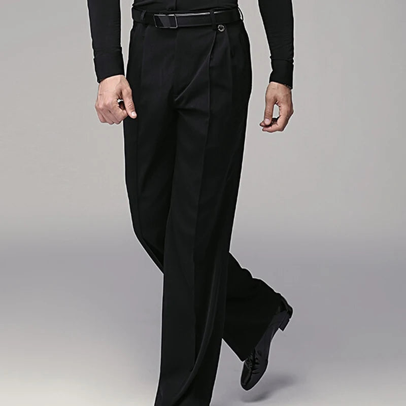 Men's Gray Pleated Wide Leg Ballroom Dance Trousers