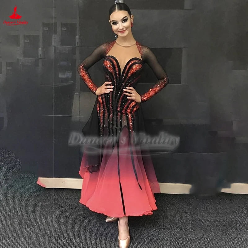 Adult Ballroom Dance Professional Big Swing Dresses for Women Waltz Foxtrot Tango Performances and Competition Clothes Customize