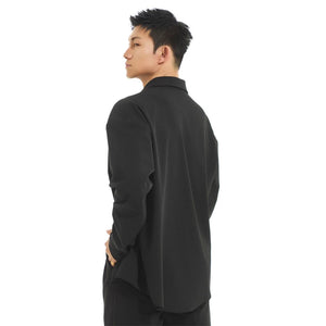Men's Black Oversized Button-Down Shirt, Loose Fit