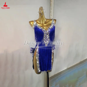 Women's Latin Ballroom Dress With Tassel Fringe For Competition And Grade Exams