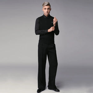 Men's Gray Pleated Wide Leg Ballroom Dance Trousers