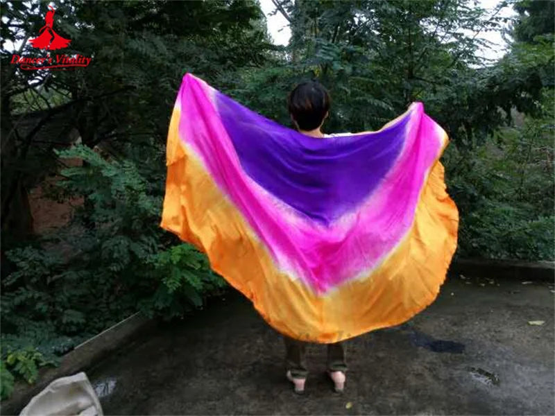 Women's Belly Dance Veil 100% Silk Dyed For Professional Performance