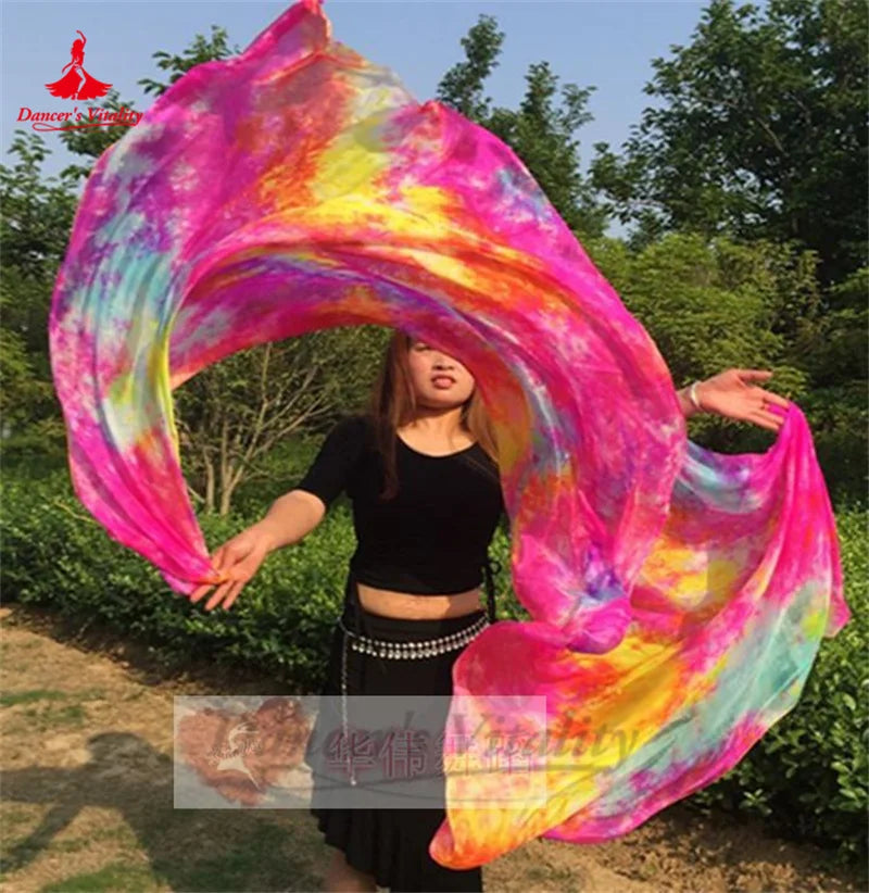 Women's Belly Dance Veil 100% Silk Dyed For Professional Performance