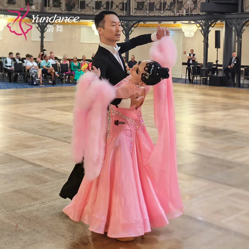 Women's Standard Ballroom Waltz Competition Dress With Rhinestones Multicolor