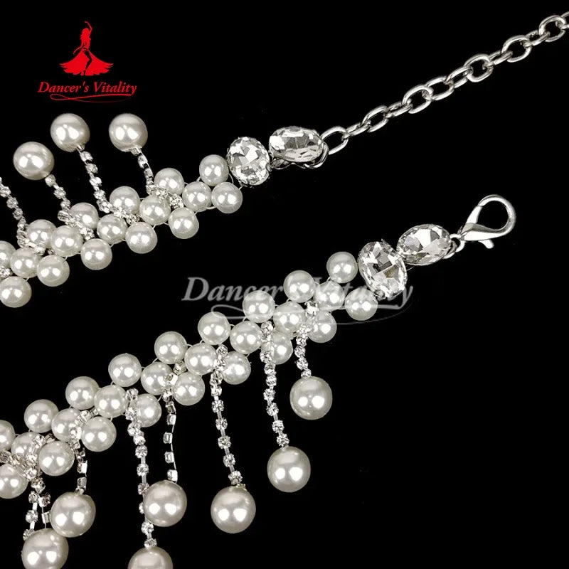 Waist Chain Belt With Pearl Tassels For Belly Dance Competition Adults & Kids