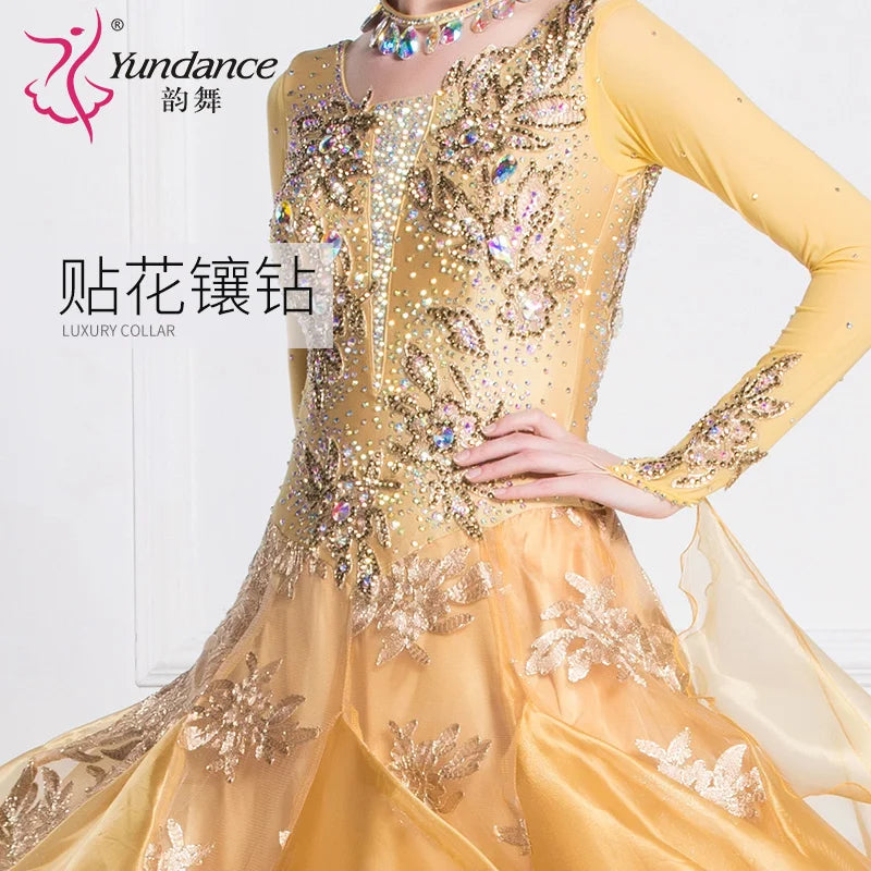 Women's International Standard Ballroom Dance Dress Organza For Competition