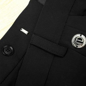 Men's Black Pleated Dance Trousers - Polyester Blend, High-Waisted, Straight Leg for Latin Ballroom