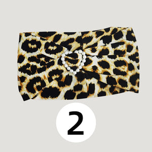 Girls' Embellished Headband for Dance, Various Colors & Animal Prints, Stretch Fabric, Heart Pearl Accent