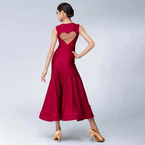 Women's Red Lycra Mesh Lace-Up Latin Ballroom Dance Dress