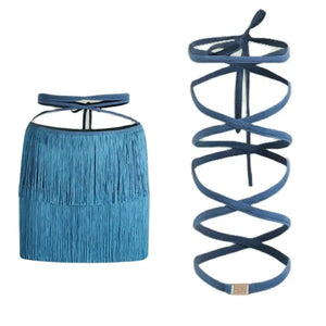 Women's Black Cold Shoulder Fringe Latin Dance Dress with Criss-Cross Cut-Outs