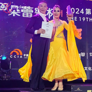 Women's Standard Ballroom Waltz Dress With Rhinestones Multicolor For Competition