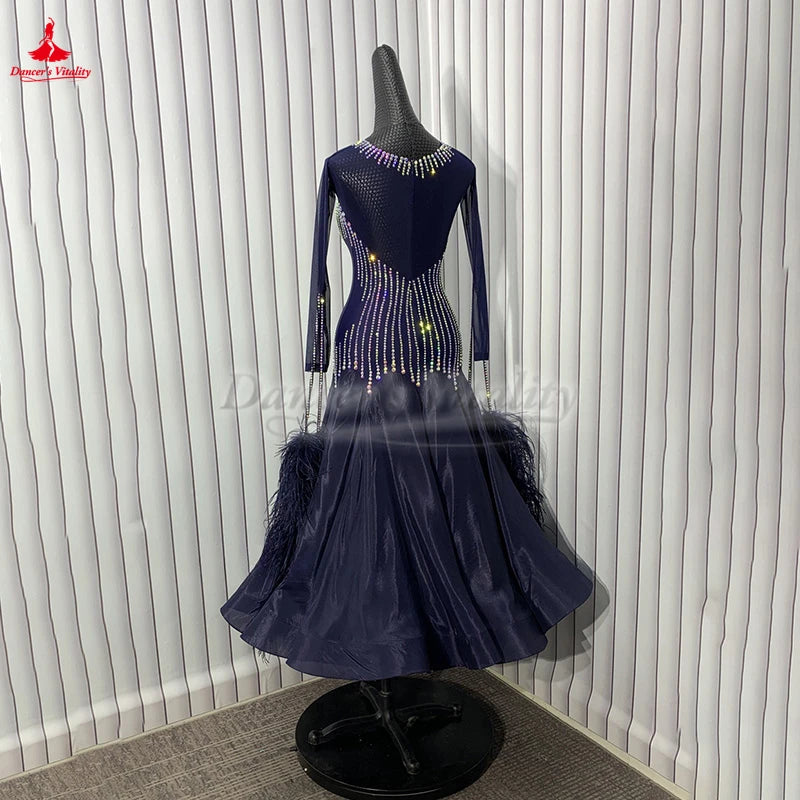 Ballroom Dance Competition Dress With AB Rhinestones For Adult, Teen, And Kids Waltz Foxtrot Tango