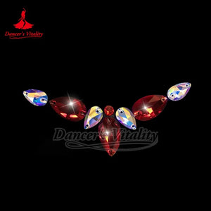 Rhinestone Applique, Unisex, AB Color, Teardrop & Round Sew-on Crystals, Dance Costume Embellishment