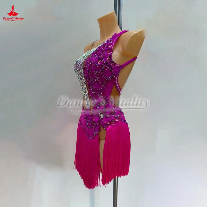 Women's And Girls' Latin Ballroom Tassel Dance Dress For Competition Or Grade Exam Customizable