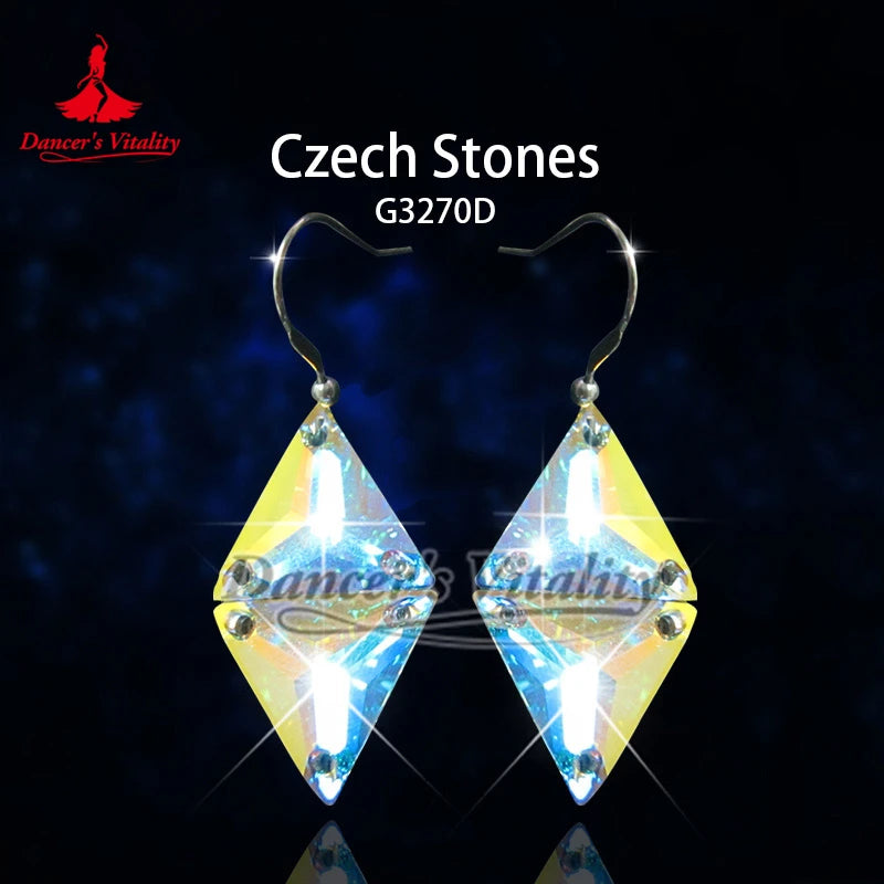 Earrings Women's Iridescent Crystal Drop Hook Earrings for Ballroom Latin Dance