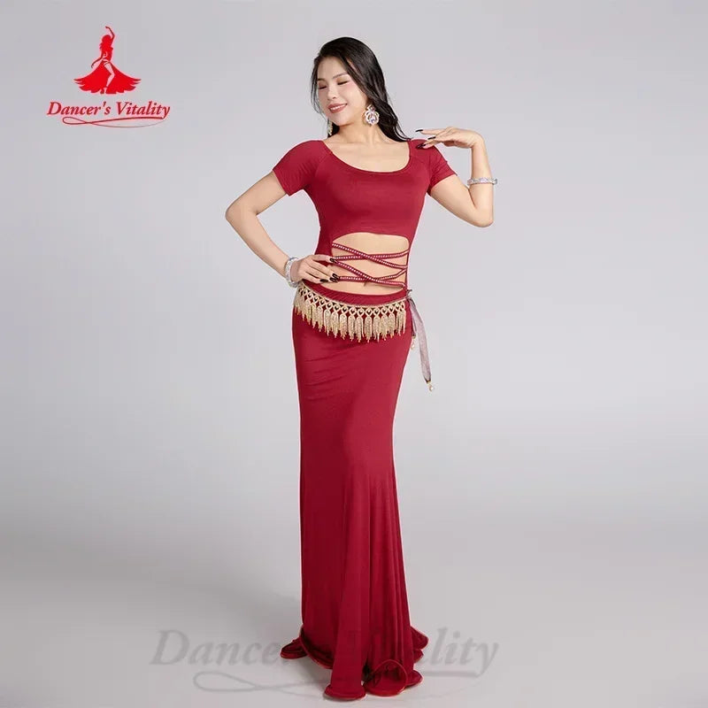 Women’s Belly Dance Practice Dress With Fishtail Hem Modal Fabric For Training
