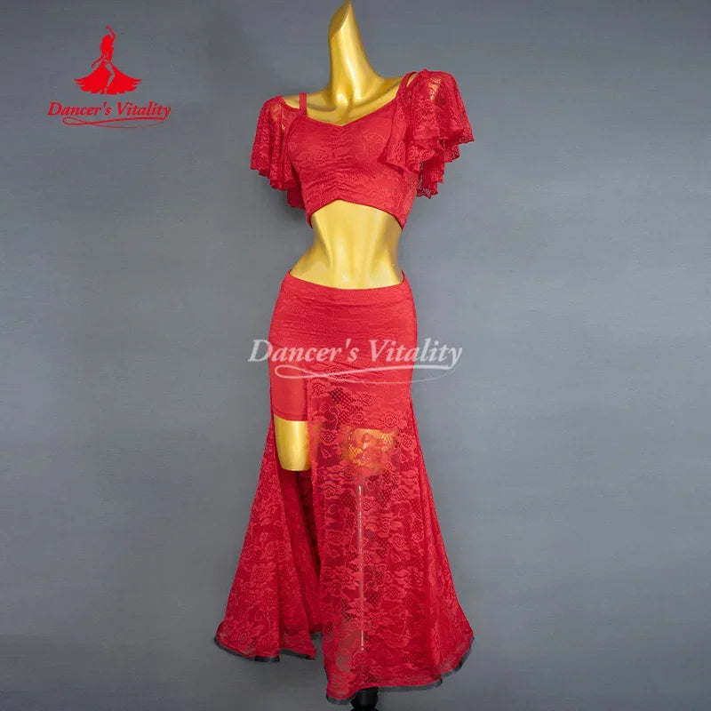 Belly Dance Practice Set With Lace Fabric For Women And Children