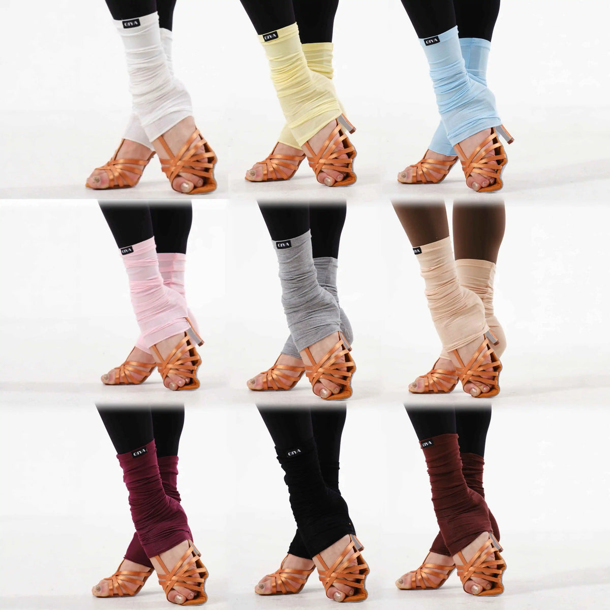 Dance Leg Warmers Women's White Ruched Mesh Knit for Ballroom Latin Dance