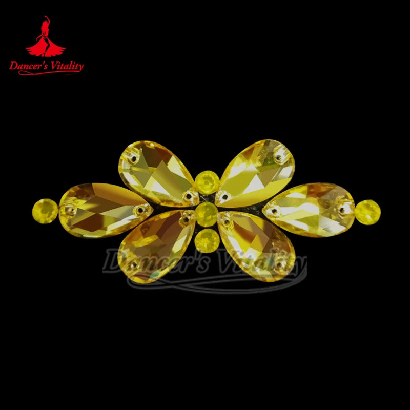 Crystal Rhinestone Applique, Red, Yellow, AB, Black, Sew-On Embellishment for Dancewear