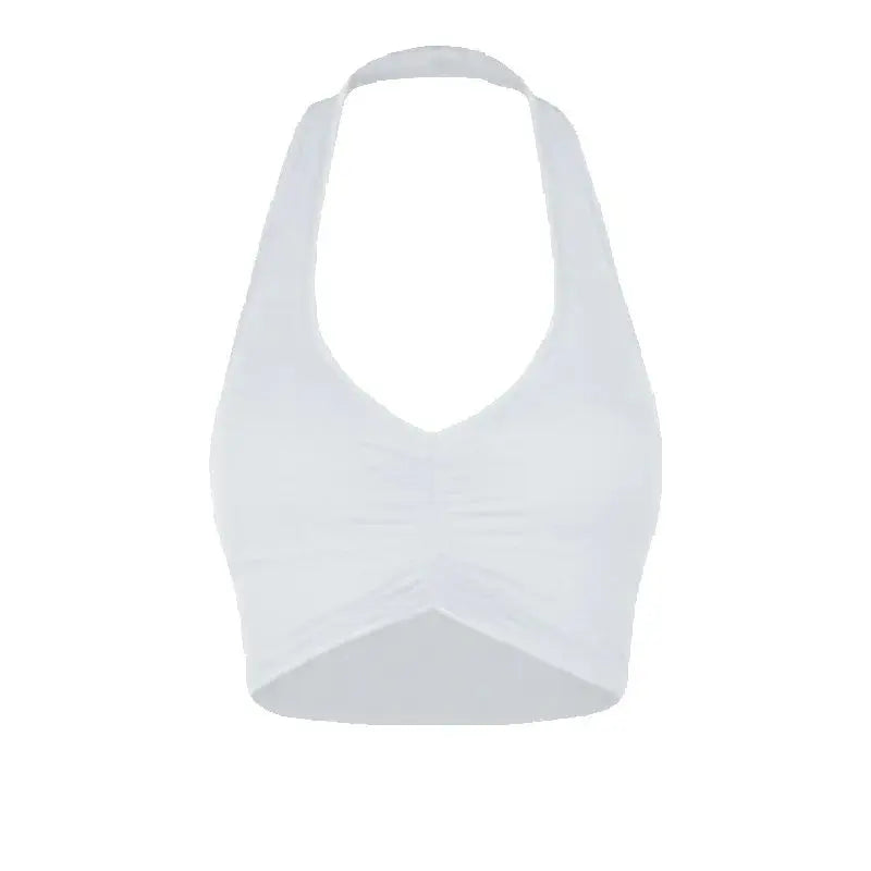 Women's Black Halter Neck Ruched Crop Top & Side Drawstring Ruffle Hem Skirt Latin Dancewear Set