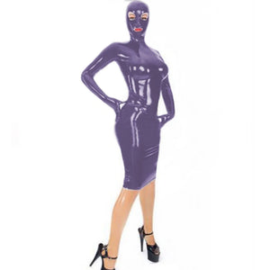 Women's Shiny PVC Latex Look Mini Dress Front Zip Wrap Dress Cosplay Halloween Costume Multi-Color Options