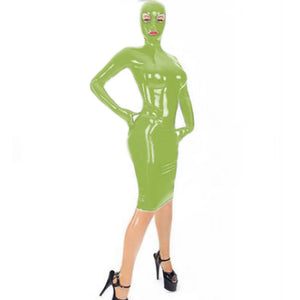 Women's Shiny PVC Latex Look Mini Dress Front Zip Wrap Dress Cosplay Halloween Costume Multi-Color Options