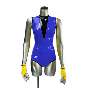 Vinyl PVC Leather Womens O-neck Sleeveless Bodysuits Nightclub High Cut Jumpsuits Multicolor Wetlook Rompers Female Clubwear