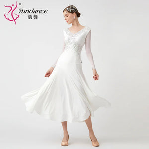 Women's Standard Ballroom Waltz Dress With Rhinestones Multicolor For Competition