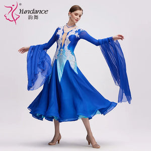 Women's International Standard Ballroom Dance Dress With Ombre Fabric For Competition