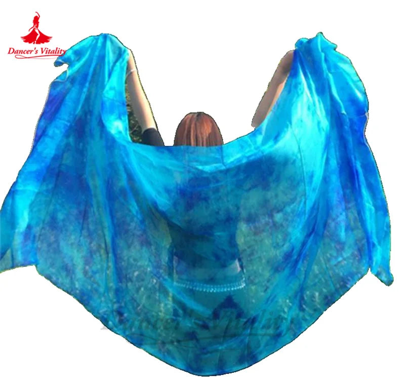Women's Belly Dance Veil 100% Silk Dyed For Professional Performance