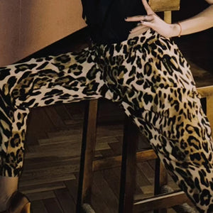 Women's Black Sweetheart Bodysuit with Leopard Print Jogger Pants, Ballroom Dance Outfit