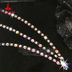 Dance Costume Women White Crystal Rhinestone Fringe Trim Belly Dance Latin Dress Accessory