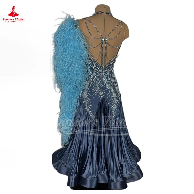 Women's Standard Ballroom Dance Dress With Full Swing Skirt For Competition Waltz Foxtrot Quickstep Tango