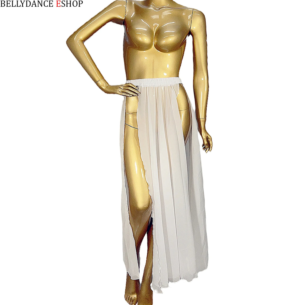 Dance Skirt Women's Red, Blue, Green Sheer Chiffon High Slit Maxi Skirt for Belly Dance