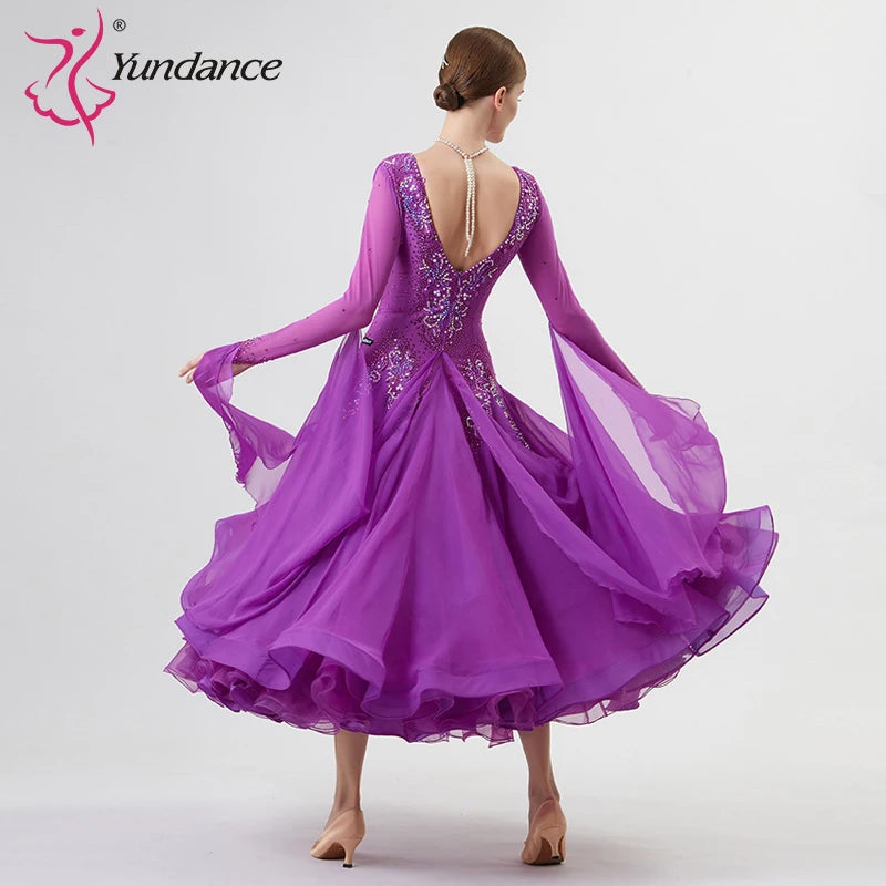 Women's Ballroom Standard Waltz Dress With Rhinestones Multicolor For Competition