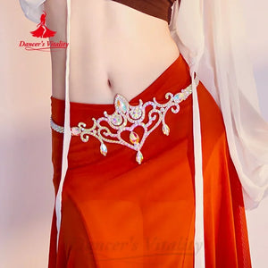 Belly Dance Costume, Women's Purple Chiffon Hip Scarf with Rhinestone Embellishments, Dance Skirt