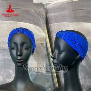 Dance Headband Women's Tan Rhinestone Embellished Stretch Fabric Turban for Latin Ballroom Dance