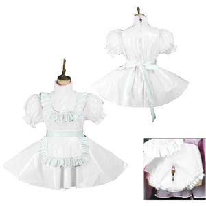 Lockable PVC Latex Sweet Lolita French Maid Dress Multi-Color Crossdress Cosplay with Lockable Panties 7XL