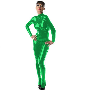 Women’s Shiny Turtleneck Long Sleeve Bodysuit Jumpsuit One Piece Tights Party Clubwear Pole Dancing Costume 7XL Multi-Color