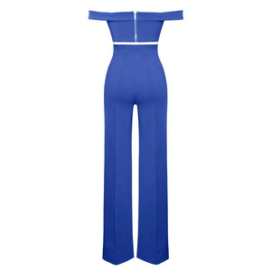 Summer Two Piece Set Sexy Quality Women's Off-Shoulder Crop Top Wide Leg 2 Piece Pantsuit