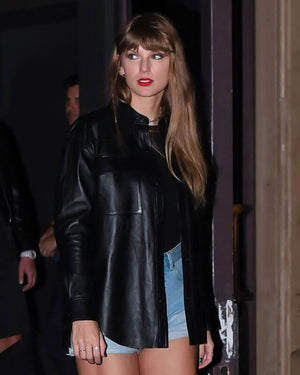 Kansas City Chiefs Taylor Swift Black Leather Jacket for Stylish Women