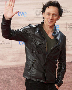 Tom Hiddleston Inspired Black Leather Trucker Jacket for Men Fashionable Street Style