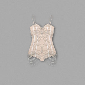 Elegant Rhinestone Butterfly Mesh Bodysuit with Spaghetti Straps and Backless Design