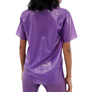 Unisex Transparent PVC Leather Blouse See Through T-shirts Clubwear Tops Multi-Color S-7XL